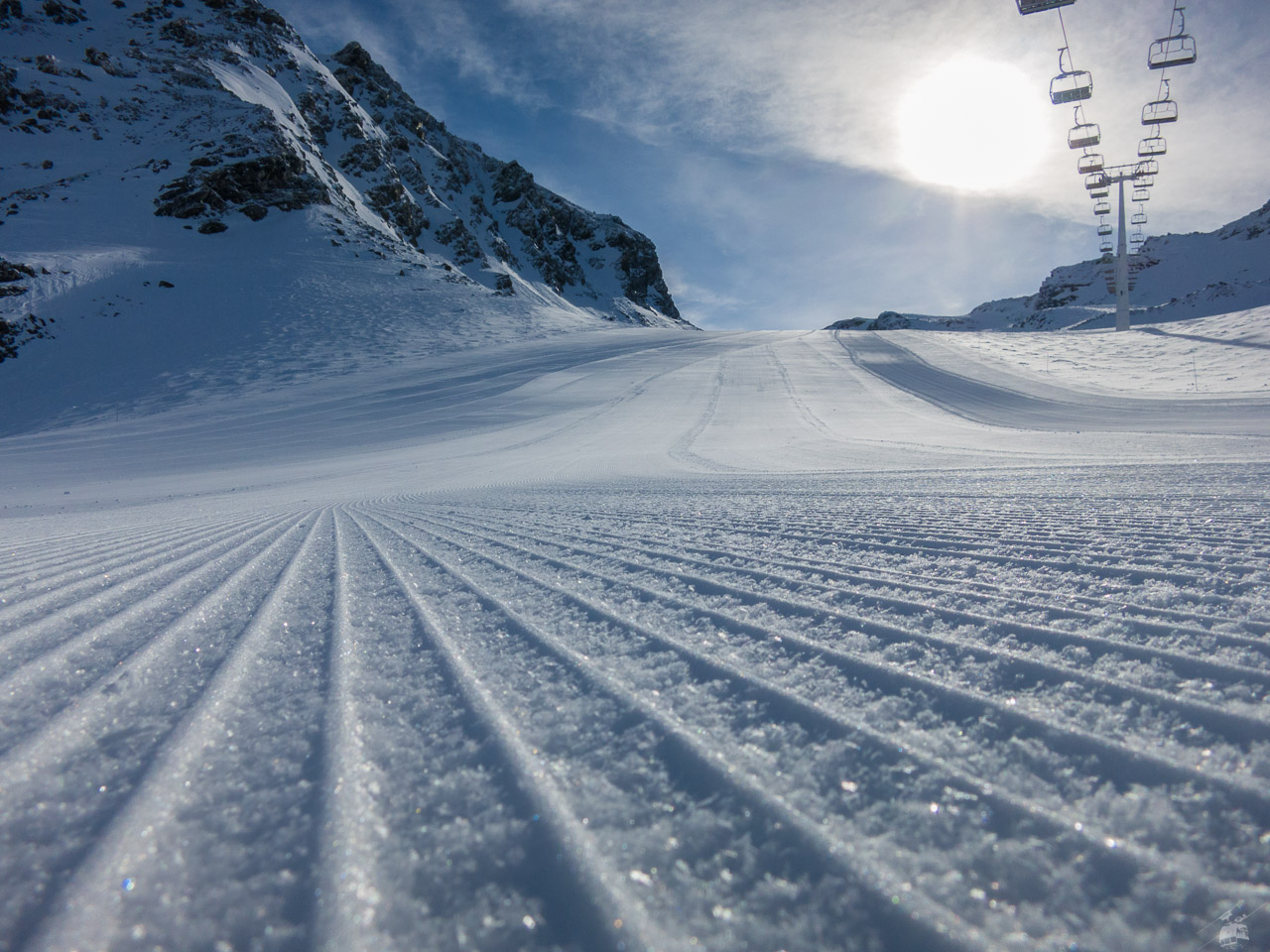 Man kann in Val Thorens jetzt tatsächlich richtig gut präparieren. Ob das was mit den Schneeverhältnissen zu tun hat?